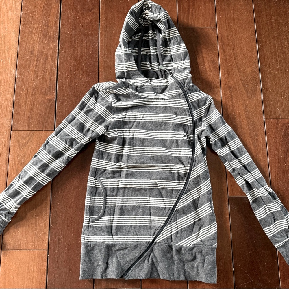 Orb Offset Zipper Down Hoodie Sweatshirt